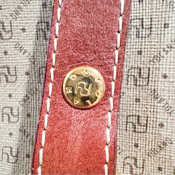 Yoland Monogram Coated Canvas Tote Brown Tan Leather Weekender Large - Picture 6 of 11